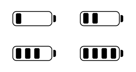 Battery icons set  on transparent background. Battery charge icon. 