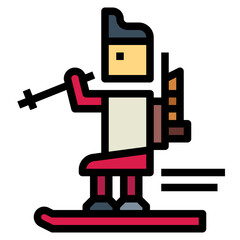 Biathlon ski filled outline icon style