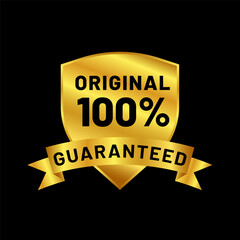 original guaranteed badge design in gold color