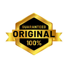 original guaranteed badge design in gold color