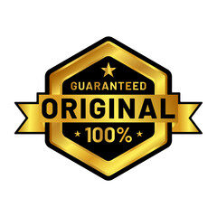 original guaranteed badge design in gold color