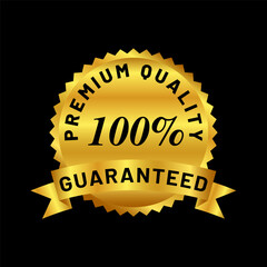 premium quality badge design in gold color