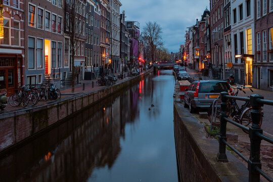 Canals Of Amsterdam At Night. Amsterdam Is The Capital And Most Populous City Of The Netherlands