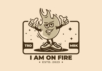 Mascot character illustration badge of a fire