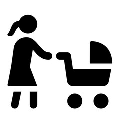 Woman Push Stroller Glyph Icon