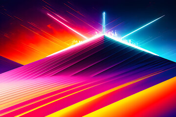 Abstract synthwave background poster. Generative AI