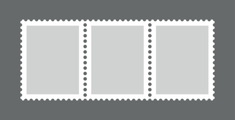 Postage stamp icons set. Symbol of mail, congratulations or postcards. Stamp for an envelope with a letter.