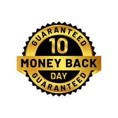 money back guaranteed badge in gold color