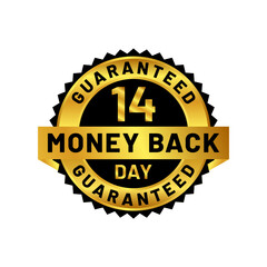 money back guaranteed badge in gold color