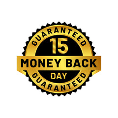 money back guaranteed badge in gold color