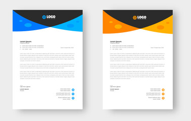 official minimal creative abstract professional informative newsletter magazine corporate letterhead design template with blue and yellow color.