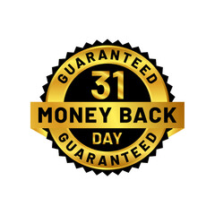 money back guaranteed badge in gold color
