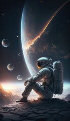 Astronaut in deep space made with generative ai