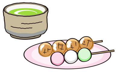 お花見の団子と抹茶