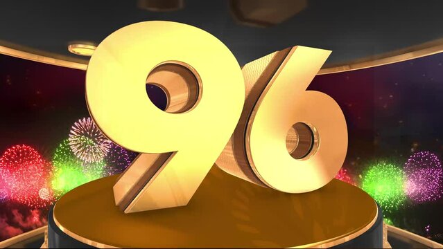 96th birthday animation in gold with fireworks background, 
Animated 96 years Birthday Wishes in 4K 
