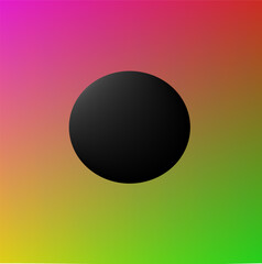 black sphere illustration in a multicolor background.