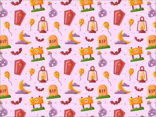 Seamless Pattern purple of Halloween 