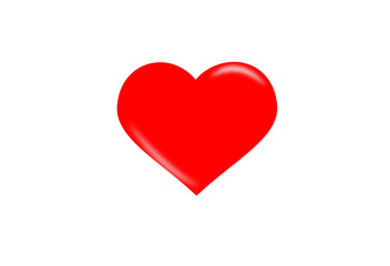 Red heart isolated on white background.