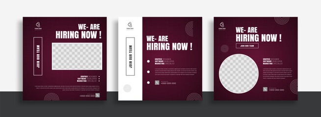 We are hiring job vacancy social media post banner design template. We are hiring job vacancy square web banner design. 
