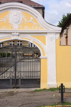 vintage entrance with arch. architectural element