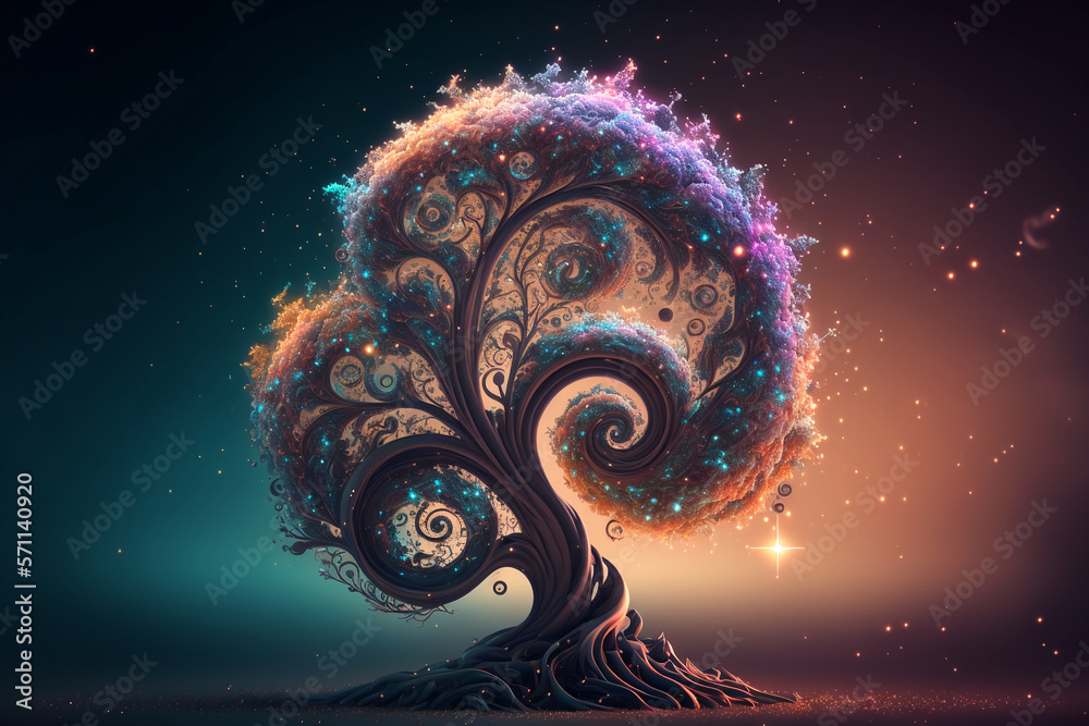 Canvas Prints the space tree of all life and existence, generative ai