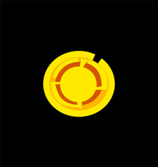 Yellow logo on a black background