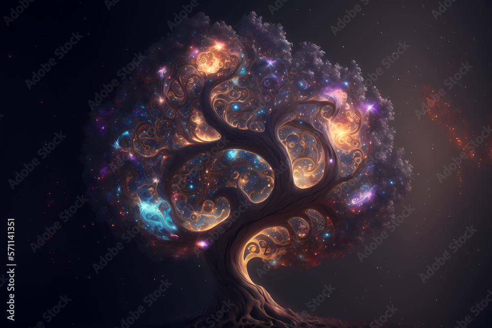 Canvas Prints the space tree of all life and existence, generative ai