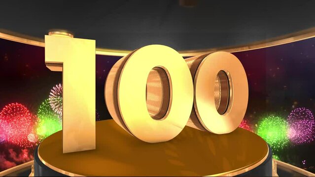 100th birthday animation in gold with fireworks background, 
Animated 100 years Birthday Wishes in 4K