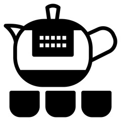 Teapot and cup. Glyph icon. Food and drink vector element