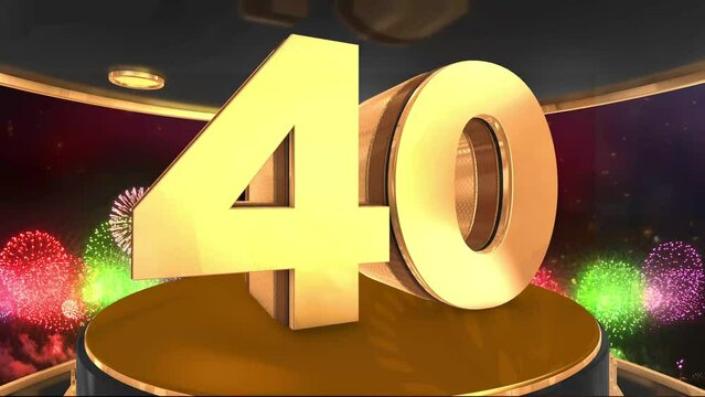 40th birthday animation in gold with fireworks background, 
Animated 40 years Birthday Wishes in 4K 
