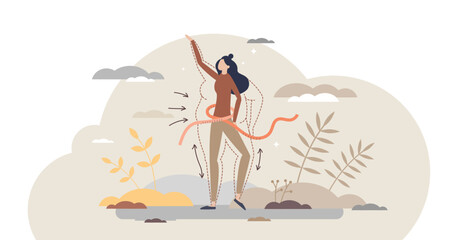 Loosing weight for slim body figure as result of sport tiny person concept, transparent background.