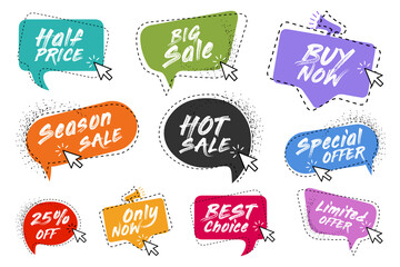 Different Colorful Isolated Sale Shopping Best Offer Icon Illustrations Concept