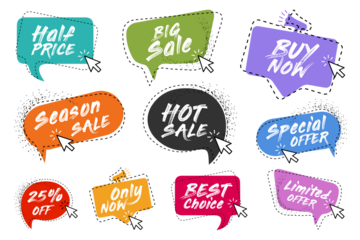 Different Colorful Isolated Sale Shopping Best Offer Icon Illustrations Concept