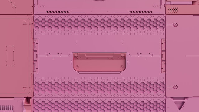 Pink Tech Background with Advanced, Sci-Fi Hardware. 3D Render.