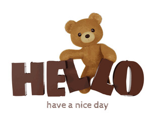 Teddy bear doll element set with alphabet.Vector illustration