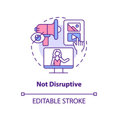 Not disruptive concept icon. Organic content. Social media advertising benefit abstract idea thin line illustration. Isolated outline drawing. Editable stroke. Arial, Myriad Pro-Bold fonts used