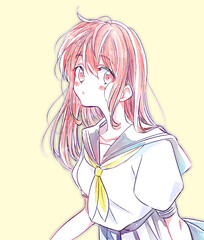 女子学生　漫画絵