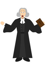 Old Puritan Preaching while holding his Bible