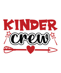 Kinder Crew, Happy valentine shirt print template, 14 February typography design