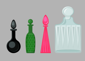 Decanter in art deco style. Vector element isolated on white background. Interior Design. Dishes. Decanter made of colored glass