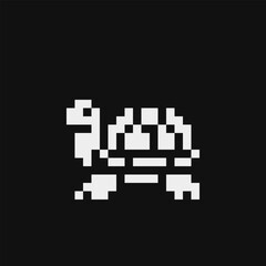 Turtle emoji, pixel art flat style icon, isolated vector illustration. Element design for stickers, logo, embroidery, mobile app.