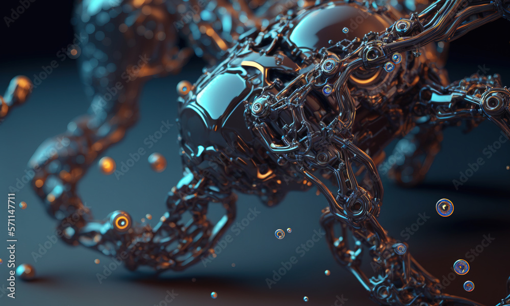 Fototapete Glowing neural links network background. Illustration representing artificial intelligence neuronal activity and connections. Generative AI