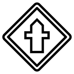 Crossroads ahead line icon style