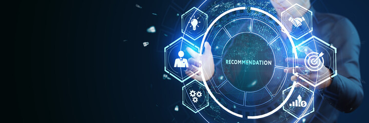 Business, Technology, Internet and network concept. The word Recommendation on the virtual screen.