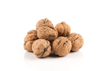Walnut nut on white