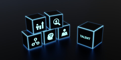 Open your talent and potential. Talented human resources - company success. 3d illustration