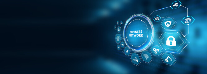 Business, Technology, Internet and network concept. Online Business Network. 3d illustration