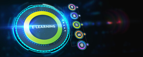 Business, Technology,Internet and network concept. E-learning Education Internet Technology Webinar Online Courses concept. 3d illustration