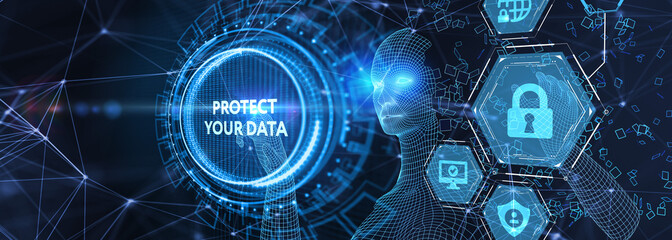 Obraz premium Cyber security data protection business technology privacy concept. Protect your data. 3d illustration