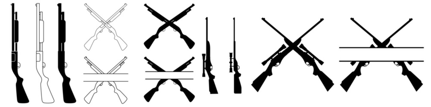 Shotgun icon vector set. Rifle illustration sign collection. weapon symbol. Hunting logo.